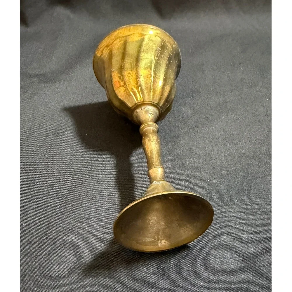 Vintage‎ Brass Miniature Cordial Goblet Fluted Swirled Small Chalice MCM